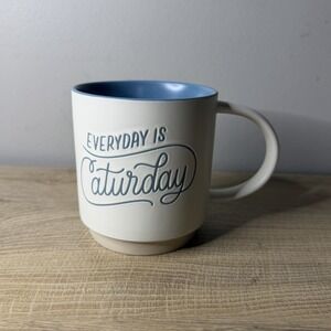 Hallmark‎ Everyday is Caturday Cat Lover Mug White Blue Coffee Cup Gift Pet Mom